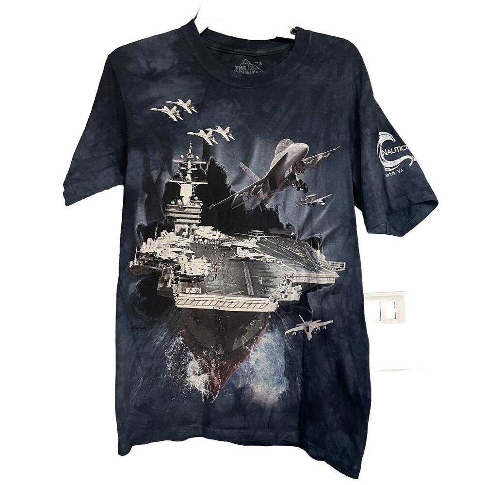 The Mountain Aircraft Carrier Navy Blue‎ Tie Dye Graphic T-Shirt Sz s